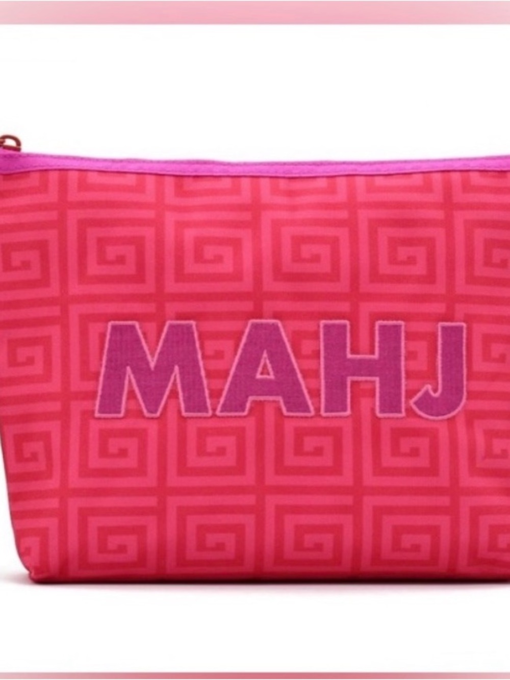 Jonathan Adler Pink Geometric MAHJ mah-jongg tile Pouch bag